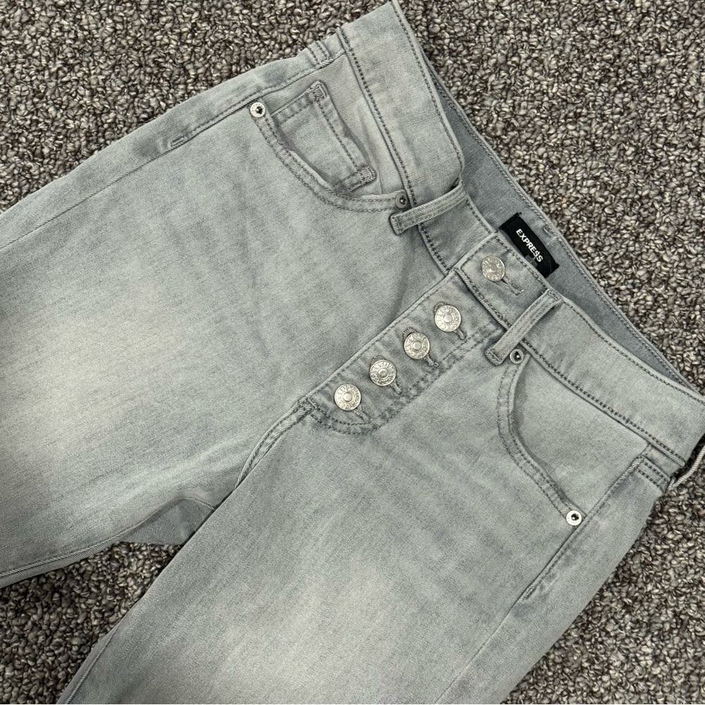 Express Button Fly Light Gray Denim - image 3